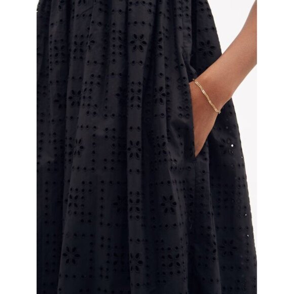 Matteau Broderie-anglaise Organic-cotton Poplin Dress in Black, size "5" - Picture 4 of 10